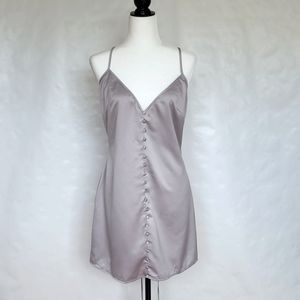 MISSGUIDED Gray Tie Back Mini Dress